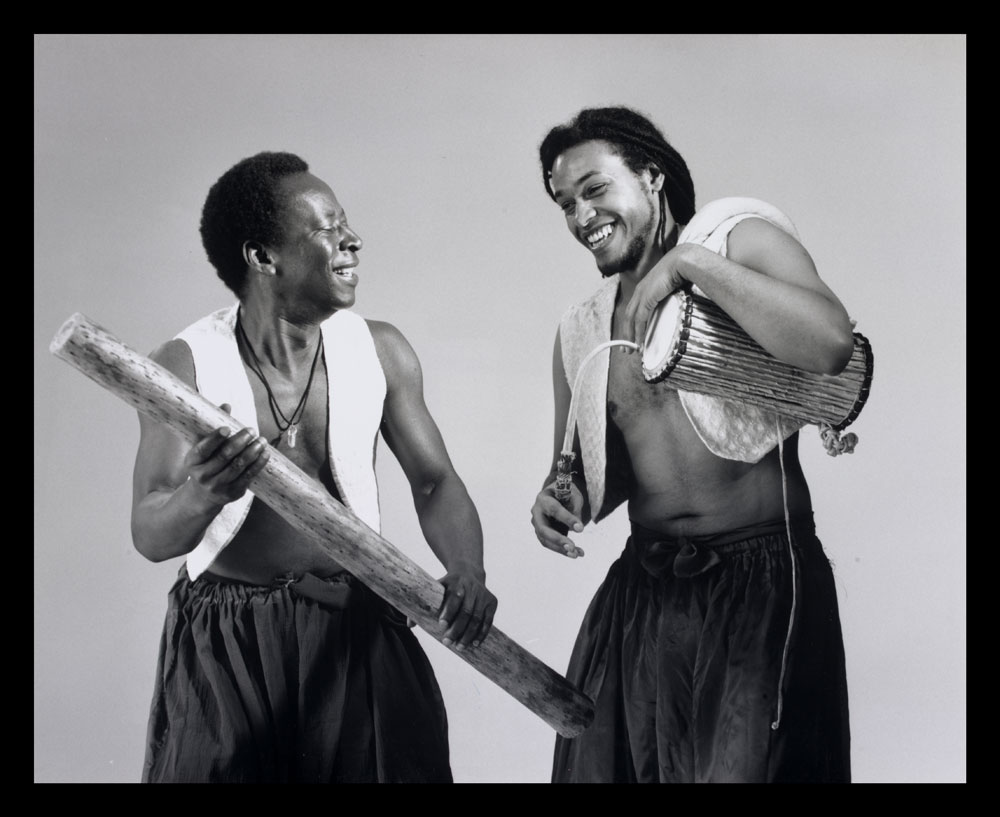 Black and white photograph of Abu Sidique and Richard Olatunde Baker in Creation Myth