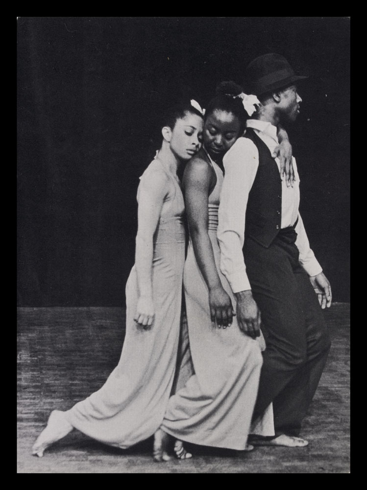 Black and white photograph postcards of performers on stage in Maas Movers