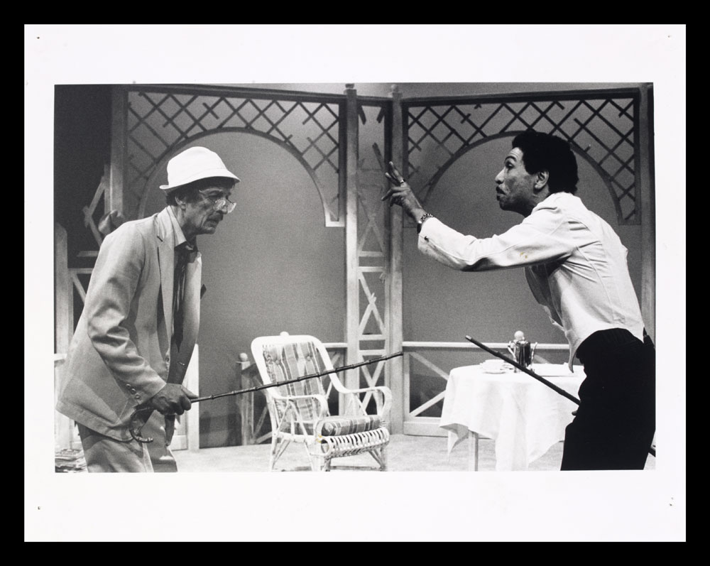 Black and white photograph of actors in Pantomime