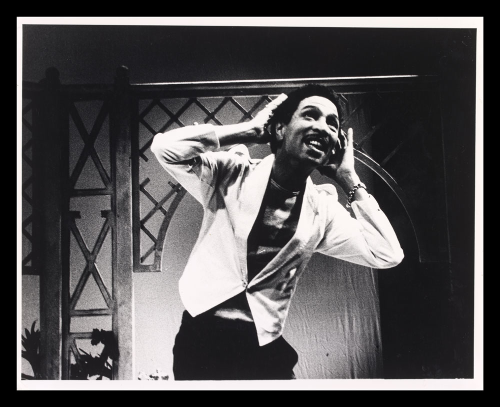 Black and white photograph of actors in Pantomime