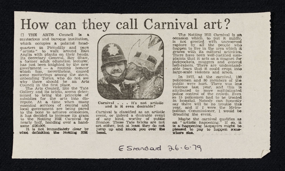 How can they call Carnival art?': an article from Evening Standard about Notting Hill carnival