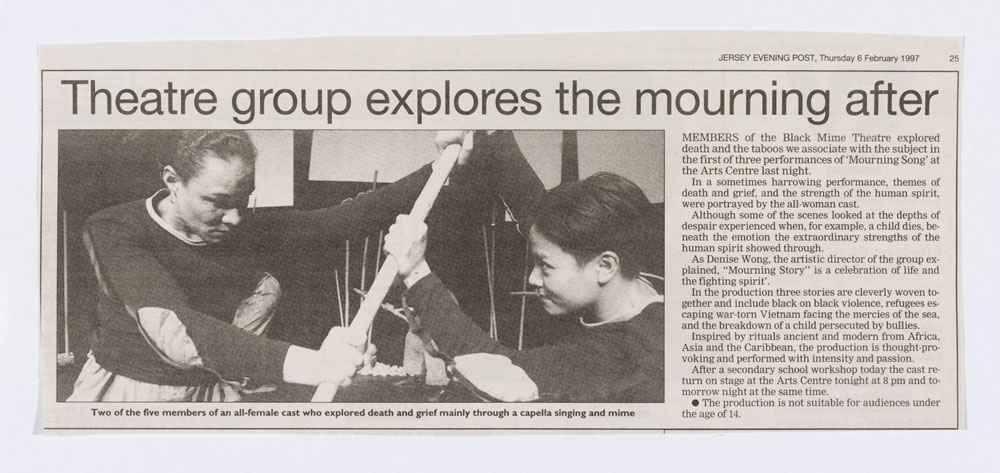 Theatre group explores the mourning after': an article from Jersey Evening Post about Mourning Song