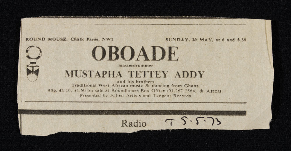 Advertisement for Obade at Roundhouse