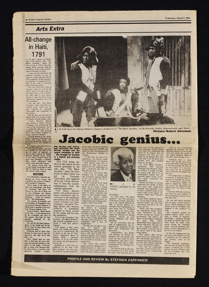 Article on The Black Jacobins in West Indian News